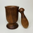 Vintage Antique Dark Wooden 5    Mortar And Pestle Apothecary Primitive
