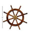 36 Inch Big Ship Steering Wheel Wooden Antique Teak Brass Nautical Pirate Ship s