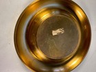 Brass And Glass Ashtray Vintage 1970   s Glass Is Heavy Overall Width Is 8 