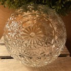 Vintage Mid Century Modern Atomic Clear Glass Ceiling Light Bowl Shade Starburst