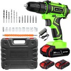 Cordless Brushless Impact Driver Hammer Drill Combo Kit With 2 Battery A9