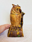 Book Of Knowledge Cast Iron Owl Turns Head Mechanical Coin Bank 7 5  Vintage