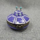 Alien Flying Saucer Ufo Trinket Box Purple Green Alien Charm Ceramic Vintage