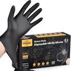 Heavy Duty Black Nitrile Gloves 6 Mil Textured Latex Free Powder Free