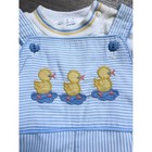 Vintage Health-tex Boys 3 Months Blue Seersucker Duck Overalls Shirt Set Usa