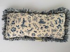 Waverly Blue Toile French Country Bolster Decor Accent Pillow Fringed 6 X 15