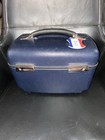 Vintage Blue American Tourister Train makeup Case Luggage W  Name Tag   Key