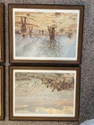Set Of 4 David Sanders 1969 Western Prints Cowboy Native American Art Vintage