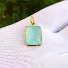 Aqua Chalcedony Charm Pendant Blue Gemstone 925 Solid Silver Gold Plated Jewelry