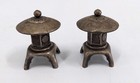 Large Antique Japanese 970 Sterling Silver Bonsai Lantern Salt   Pepper Shakers