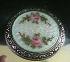 Vintage Cut Crystal Etched  Powder Jar  Gorham Sterling Silver Guilloche Lid