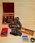 Antique Ernst Leitz Microscope 217140   Accessories Germany Brass 3 Objectives