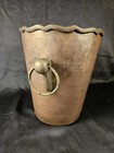 Vintage Solid Brass Bucket W  Scalloped Rim   Ring Handles