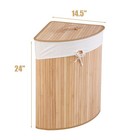 Costway Corner Bamboo Hamper Laundry Basket Washing Cloth Bin Bag Lid Natural