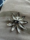 Rare 1950s Sarah Coventry Yellow Enamel Daisy Flower Brooch Rhinestone Pin
