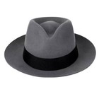 British Hat Men Fedora Raw Edge Brim Satin Lined Big Size 100  Wool Felt  