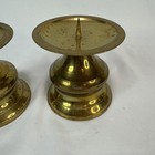 Antique Brass Pillar Candle Holder Stick  3 5 Inches Tall  Set Of 2 Vtg Decor