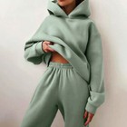 2 Pcs Sports Sweat Suits Women Casual Tracksuit Hoodie Sweatshirt Tops Pants Set