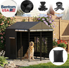 Covered Dog Kennel Outdoor  4 2 dx4 3 wx4 5 h Cages Black Full Coverage With Tra