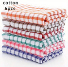 6pcs Cotton Checkered Dish Towels     Absorbent   Reusable Kitchen Rags - New