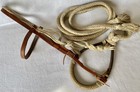 Nice Complete Smooth Braided Leather Bosal Bridle Set 1  Braided Split Reins