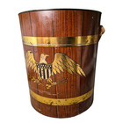Pair Vintage 1969 Patriotic Eagle Metal Insulated Ice Buckets Coolers Barware Us