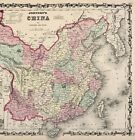 1862  China Map Original Peking Great Wall Mongolia   14x11  Johnson