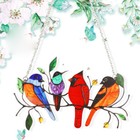 Multicolor Birds Suncatcher Stained Panel W chain For Glass Window Hanging Decor