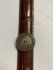 Brighton Vintage Leather Belt   1994     Usa Made     Western Silver Buckle     L 40707