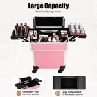 Pink Rolling Train Case Aluminum Trolley Professional Cosmetic Organizer Box New