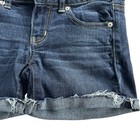 Ae American Eagle Dark Wash Cuffed Frayed Hem Stretch Jean Denim Shorts Size 4