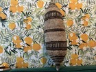 Vintage Ethiopian Hand Woven Gambella Canoe Boat Shaped Terra Basket Bowl