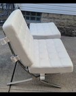 Set Of Two Mcm Barcelona Chairs White Leather Mies Van Der Rohe Lounge Vintage 