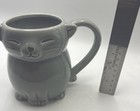 Pier 1 Stoneware Cat Shaped Mug Gray Collectible