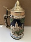 Vintage Antique German Porcelain Beer Stein Mug With Pewter Lid Made In Japan