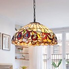 Tiffany Pendant Light Fixtures 2-lights Hanging Lamp Stained Glass Chandelier
