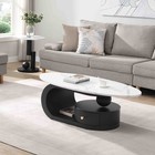 Modern Nesting Coffee Table Set Of 2 End Table For Living Room oval And Round Ta