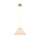 Globe Electric Matte Brass Pendant Lighting With Off-white Pleated Fabric