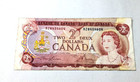 1974 Canada  2 Dollar Bill Bank Note Bank Of Canada World Paper Money