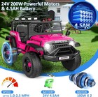 24v Kids Ride On Car With Remote Control Led Lights  3 Speeds Electric Car Gift