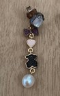 Tous Earring Bear Motif Faux Pearl Ribbon Black Pink Dangle Drop