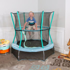Bounce   Learn Kids Fun Trampoline 55  Blue Round W  Safety Enclosure And Sounds