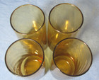 Vintage Set Of 4 Libby Optic Swirl Amber 16 Oz  Glasses
