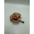 Vintage Pink Enameled Rose Trinket Box Rhinestone Accents Floral Jewelry Box