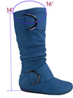Women s Flat Heel Buckle Side Zip Wide Calf Mid Calf Round Toe Boots Shoes New