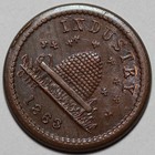 1863 Civil War Token - Industry  Not One Cent  Bees beehive - Rotated Die