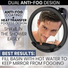 Dual Antifog Shower Mirror For Shaving Razor Holder 8   black  Never Nick A