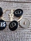 Stamped Vtg  Dior Buttons 6 Pieces   Metal   0 8  Inch 20 Mm  Gold   Black