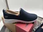 Women New Skechers Gowalk Navy Slip-on Wide-fit Air-cooled Casual Shoes 8