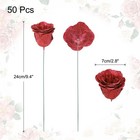 50pcs Roses Glitters Fake Flowers Artificial Roses Flowers With 50pcs Stems Red